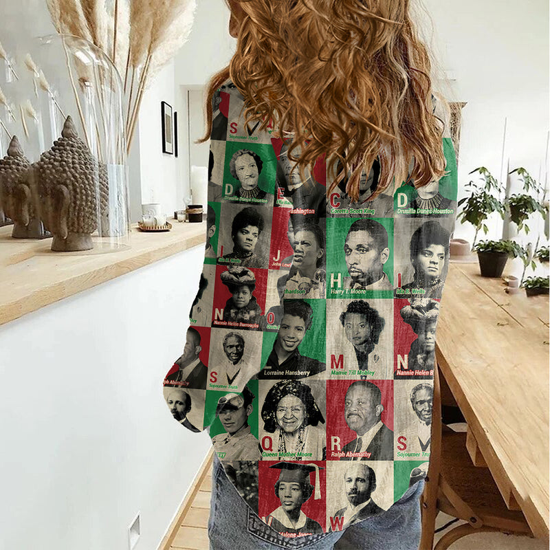 A To Z Of Black Heroes Civil Rights Leaders Women Casual Shirt