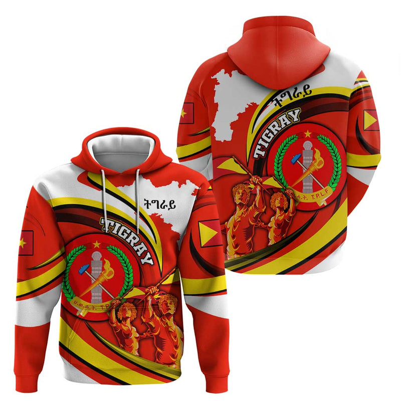 Ethiopia Tigray Revolution Emblem Freedom Fighters and Flag Hoodie