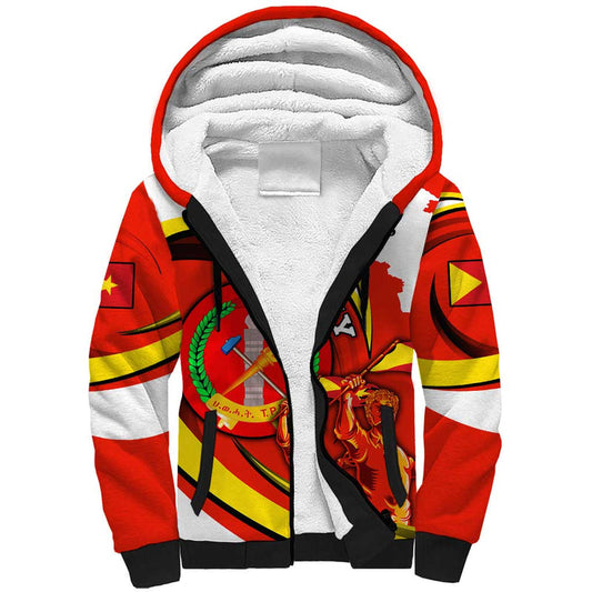 Ethiopia Tigray Revolution Emblem Freedom Fighters and Flag Sherpa Hoodie