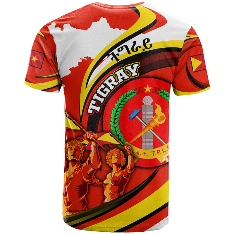 Ethiopia Tigray Revolution Emblem Freedom Fighters and Flag T Shirt