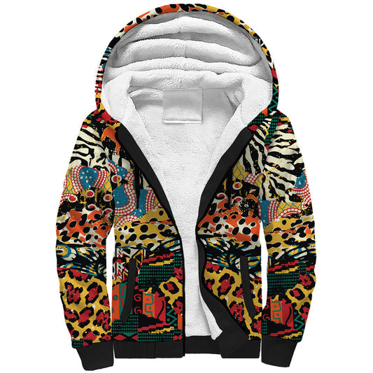 Africa Animal Pattern Sherpa Hoodie