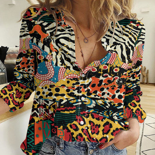Africa Animal Pattern Women Casual Shirt