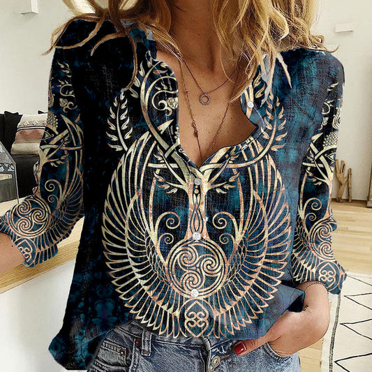 Adinkra Symbols Tree of Life Women Casual Shirt