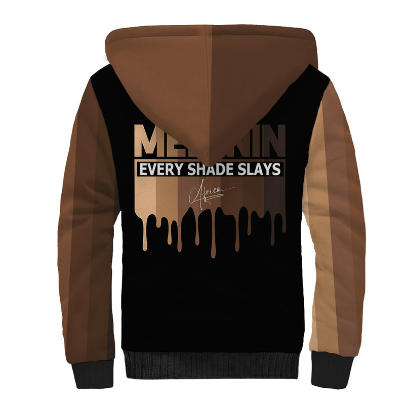 Every Shade Slays Melanin African Signature Sherpa Hoodie