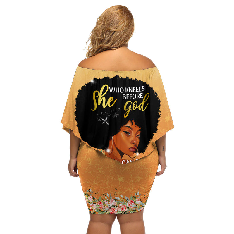 African Black Women She Who Kneels Before God Off Shoulder Short Dress