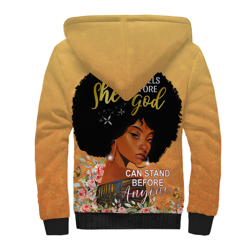 African Black Women She Who Kneels Before God Sherpa Hoodie