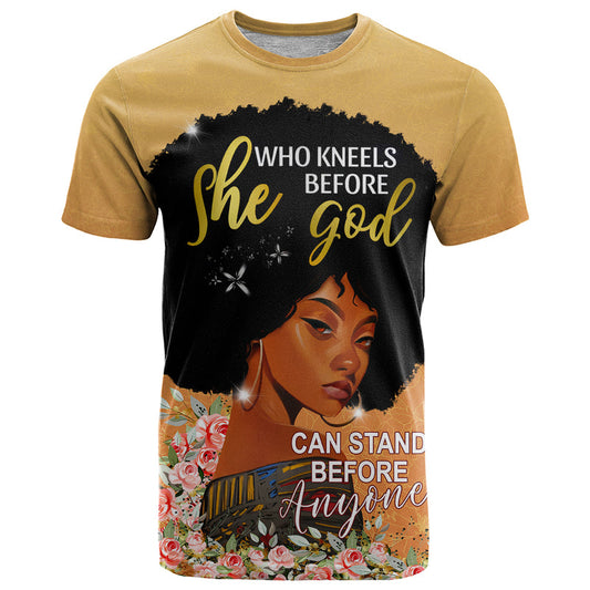 African Black Women She Who Kneels Before God T Shirt