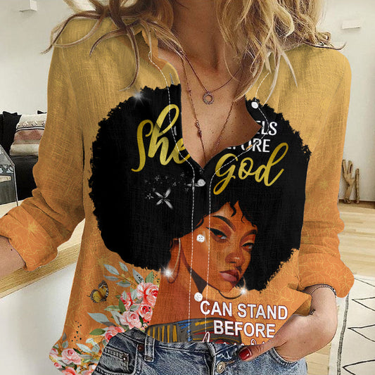 African Black Women She Who Kneels Before God Women Casual Shirt