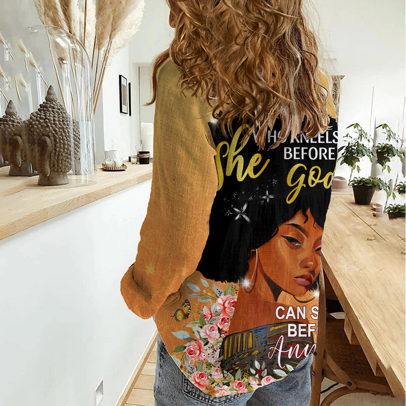 African Black Women She Who Kneels Before God Women Casual Shirt