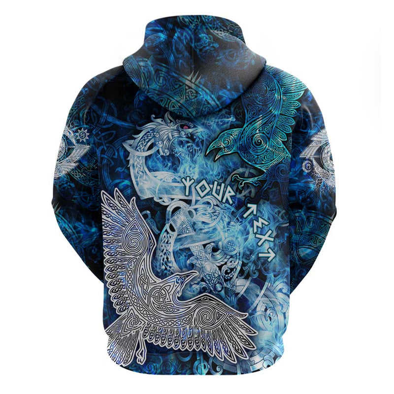 Eye of God Huginn and Muninn Viking Odin Ravens in Frostflame and Runeflight Style Hoodie