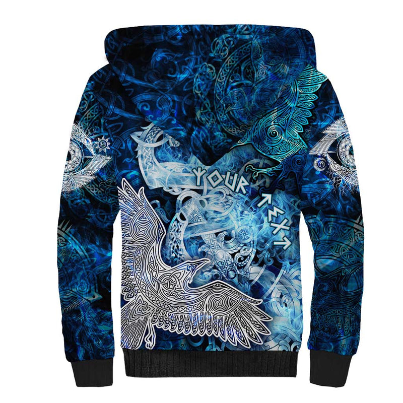 Eye of God Huginn and Muninn Viking Odin Ravens in Frostflame and Runeflight Style Sherpa Hoodie