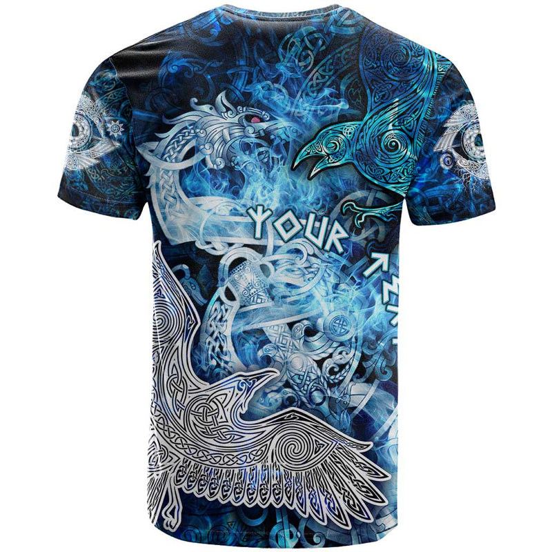 Eye of God Huginn and Muninn Viking Odin Ravens in Frostflame and Runeflight Style T Shirt