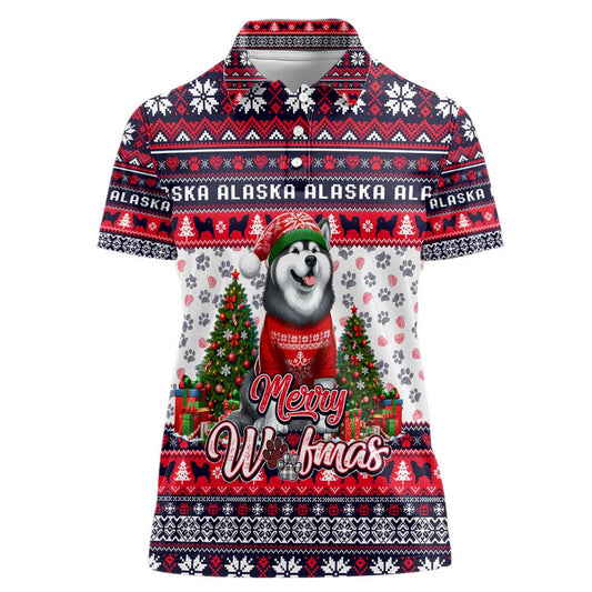 Alaska Merry Woofmas Christmas Dog Art Style Women Polo Shirt