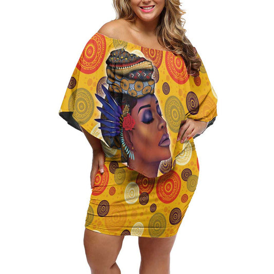 African She Believed She Could So She Did Off Shoulder Short Dress