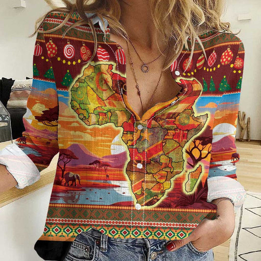 African Heritage and Celebrated Christmas Women Casual Shirt