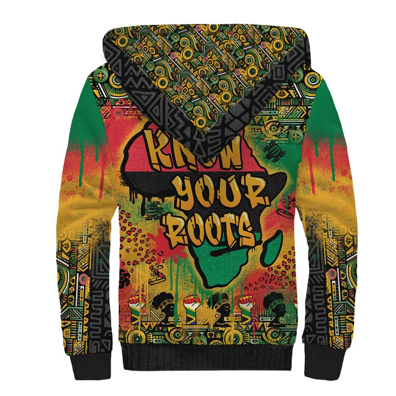African Map Graffiti Know You Roots Sherpa Hoodie