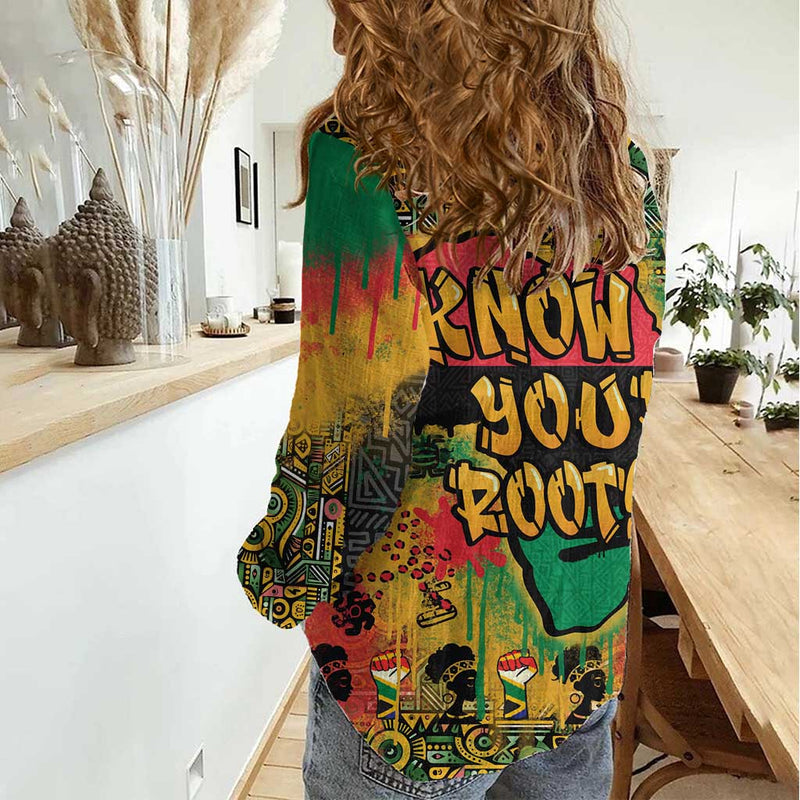 African Map Graffiti Know You Roots Women Casual Shirt