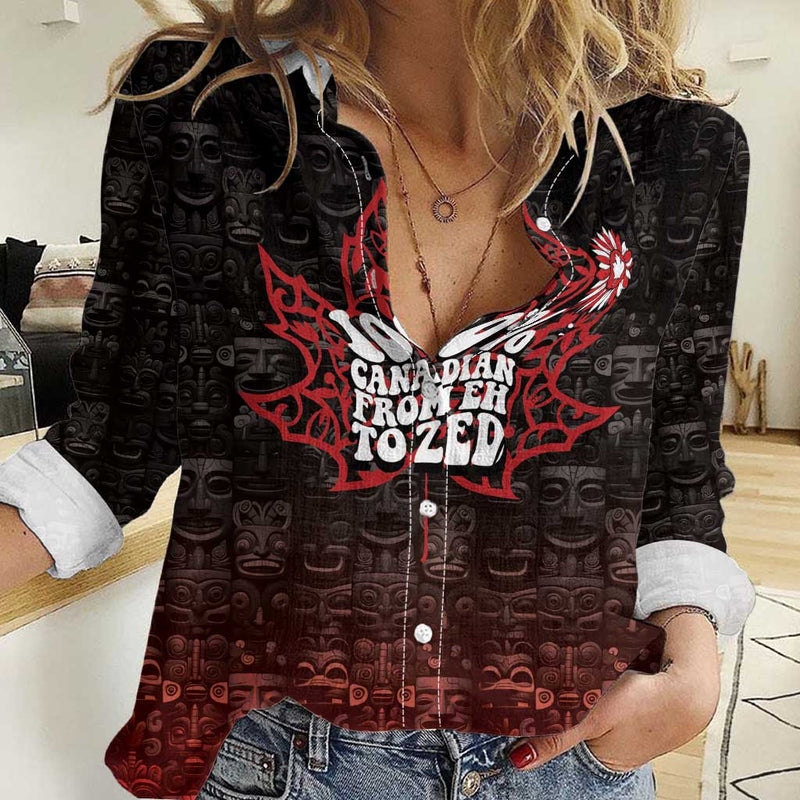 100% Canadian From Eh To Zed True North Strong and Free Women Casual Shirt