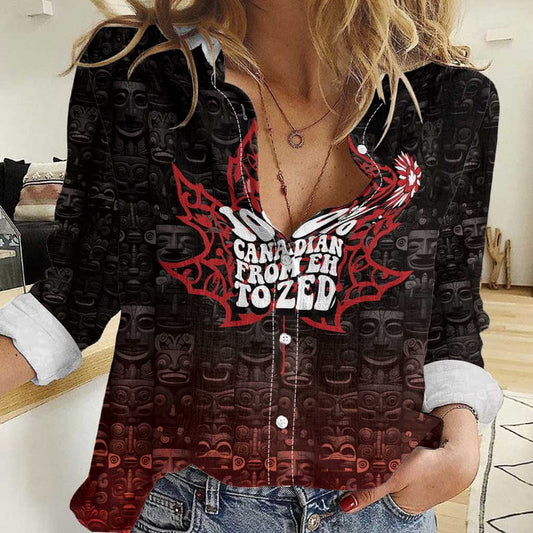 100% Canadian From Eh To Zed True North Strong and Free Women Casual Shirt