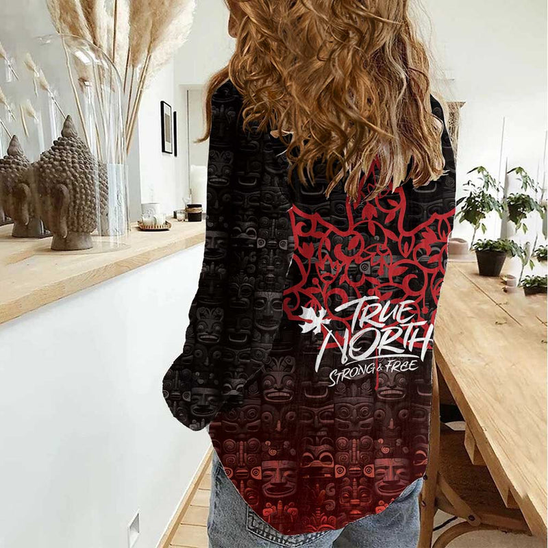 100% Canadian From Eh To Zed True North Strong and Free Women Casual Shirt
