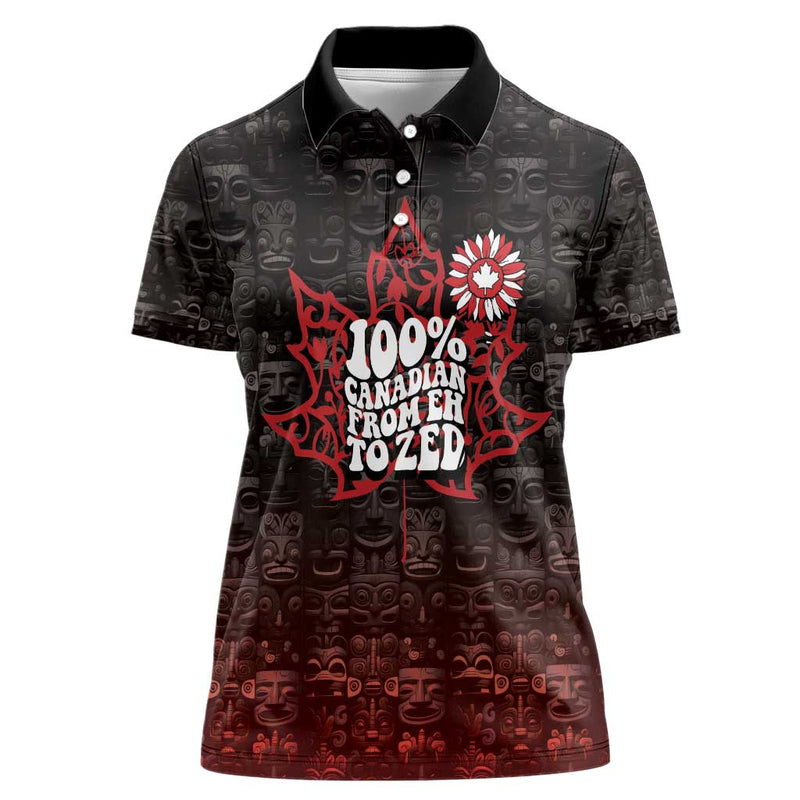 100% Canadian From Eh To Zed True North Strong and Free Women Polo Shirt