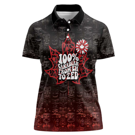 100% Canadian From Eh To Zed True North Strong and Free Women Polo Shirt