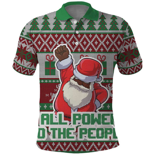 Africa Christmas Black Santa Fist All Power to the People Polo Shirt