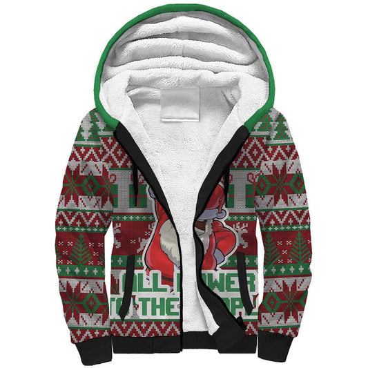 Africa Christmas Black Santa Fist All Power to the People Sherpa Hoodie