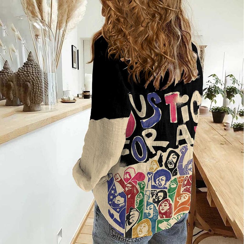 African Stand Firm Justice Now Women Casual Shirt