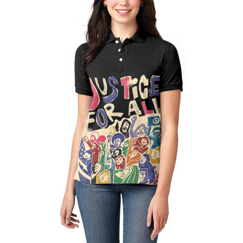 African Stand Firm Justice Now Women Polo Shirt