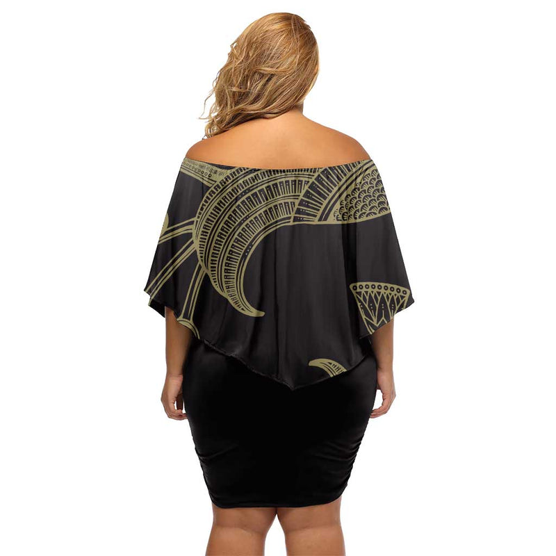 African Horus Eyes Egyptian God Off Shoulder Short Dress