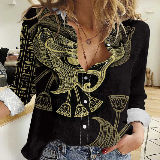 African Horus Eyes Egyptian God Women Casual Shirt