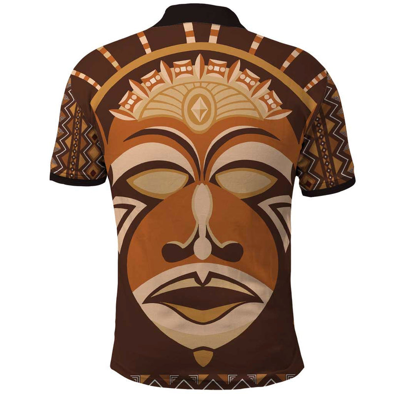 African Mask Printed Mudcloth Polo Shirt