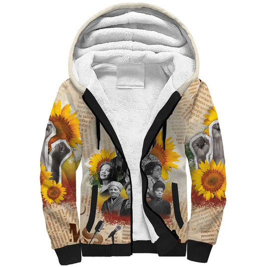 African Civil Rights Female Leaders Sunflower Sherpa Hoodie