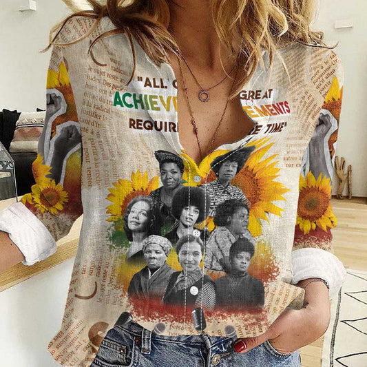 African Civil Rights Female Leaders Sunflower Women Casual Shirt