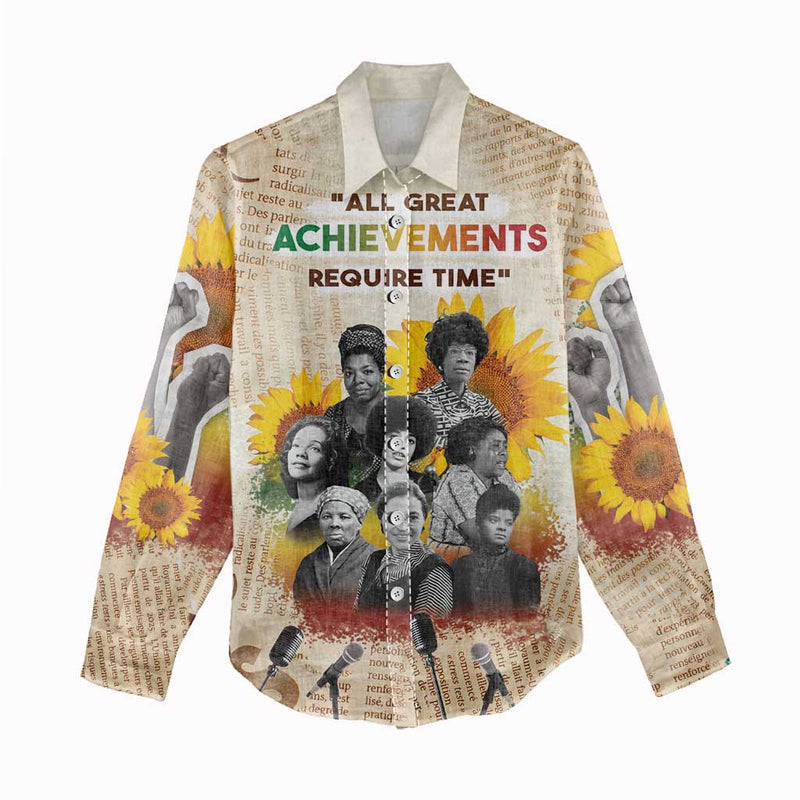 African Civil Rights Female Leaders Sunflower Women Casual Shirt