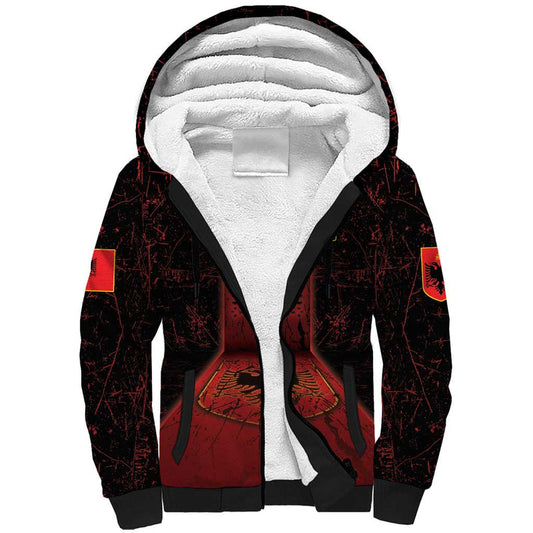 Albania Sherpa Hoodie Black Double Headed Eagle