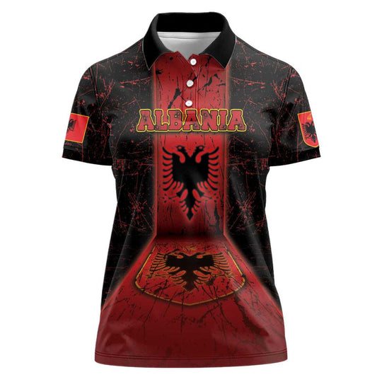 Albania Women Polo Shirt Black Double Headed Eagle