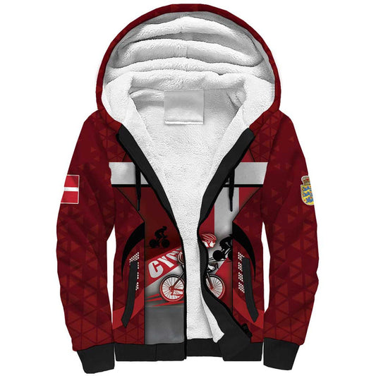 Denmark Cycling Sporty Style Red Sherpa Hoodie