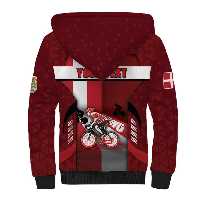 Denmark Cycling Sporty Style Red Sherpa Hoodie