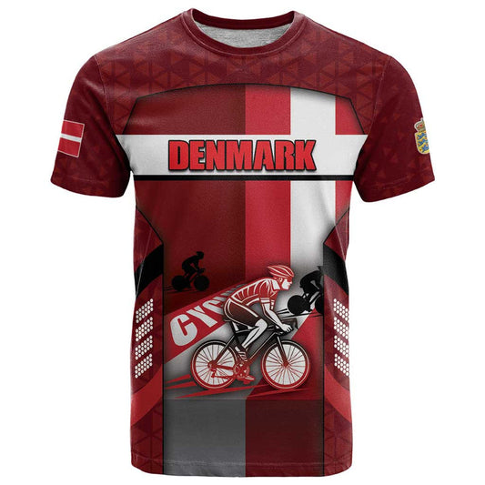 Denmark Cycling Sporty Style Red T Shirt
