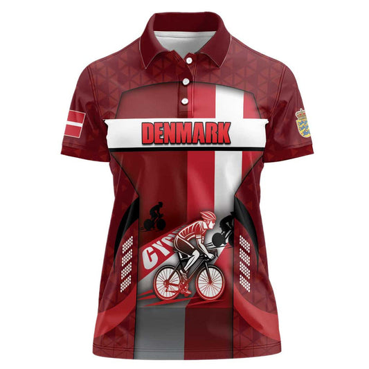 Denmark Cycling Sporty Style Red Women Polo Shirt