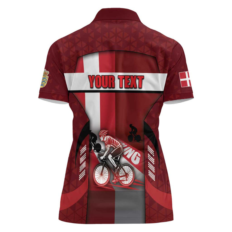 Denmark Cycling Sporty Style Red Women Polo Shirt