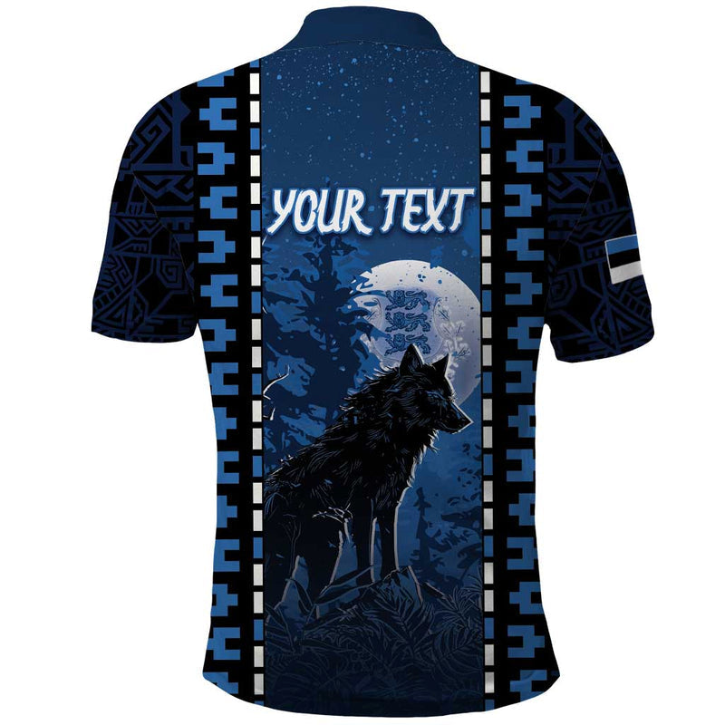 Estonia Polo Shirt Night Wolf With Pattern