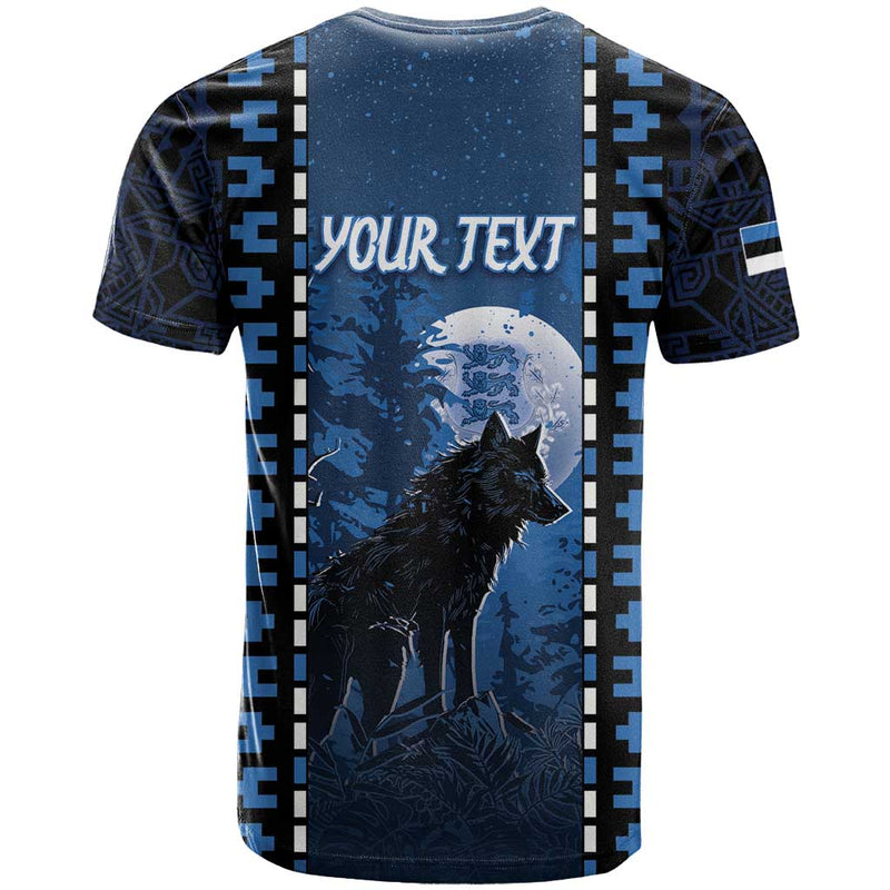 Estonia T Shirt Night Wolf With Pattern