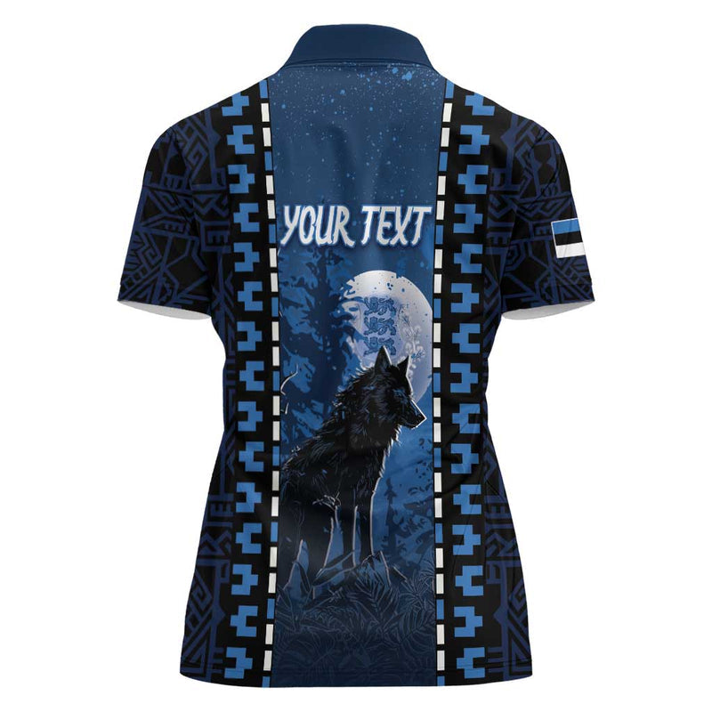 Estonia Women Polo Shirt Night Wolf With Pattern
