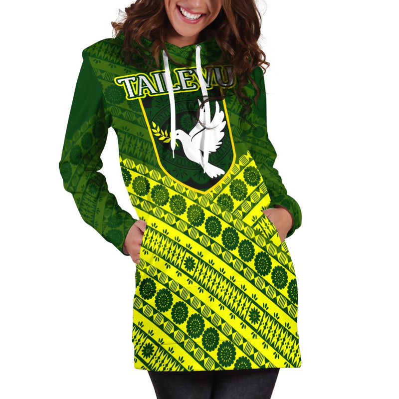 (Custom Personalised) Tailevu Rugby Union Fiji Hoodie Dress - Tapa Pattern