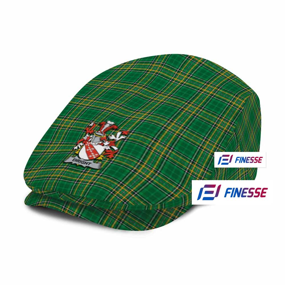 Enright Irish Clan Tartan Jeff Hat, Tartan Flat Cap with Coat of Arm