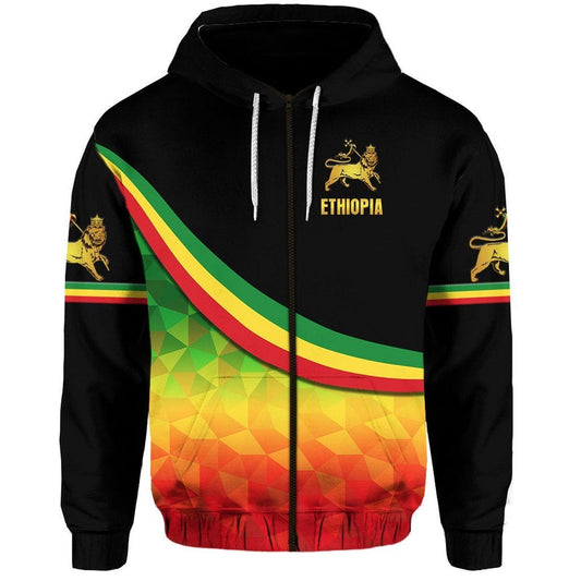 Ethiopia Lion Of Judah Zip Simple Vibes Hoodie