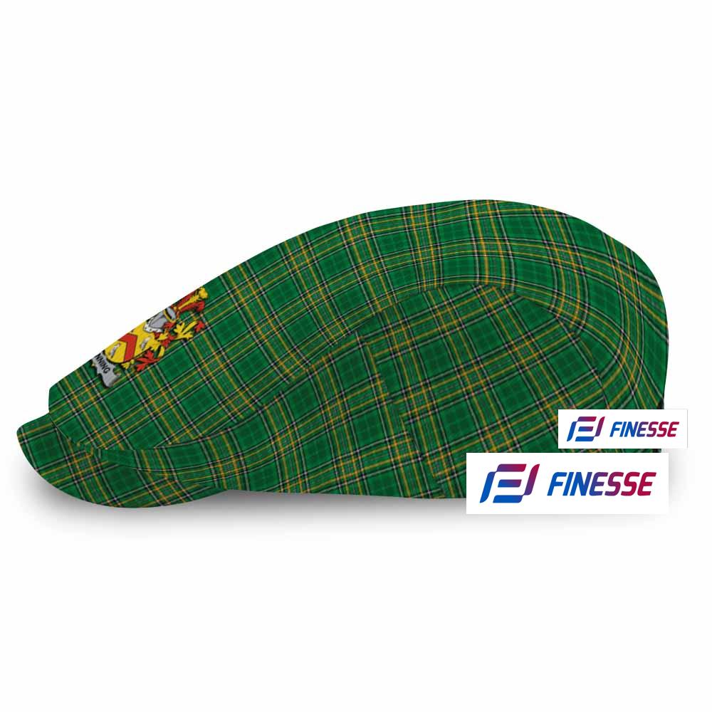 Fanning Irish Clan Tartan Jeff Hat, Tartan Flat Cap with Coat of Arm